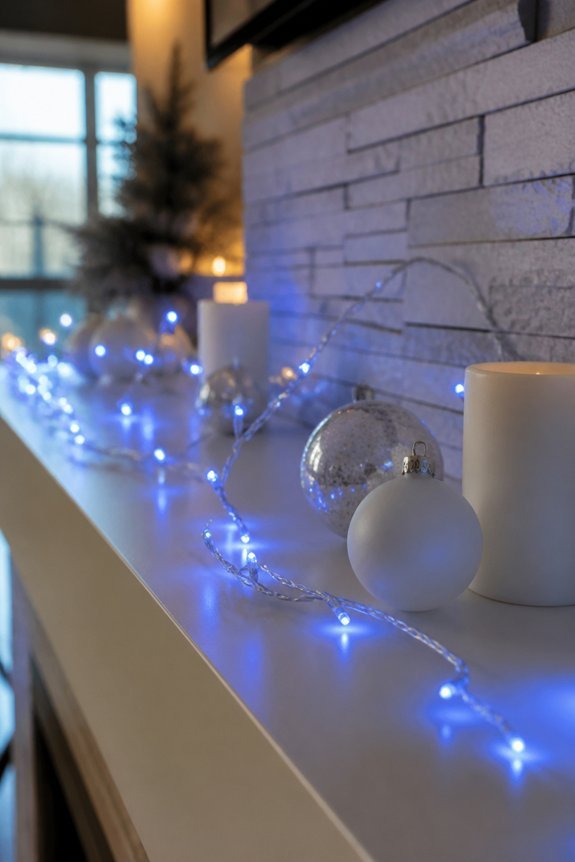 blue fairy lights decor