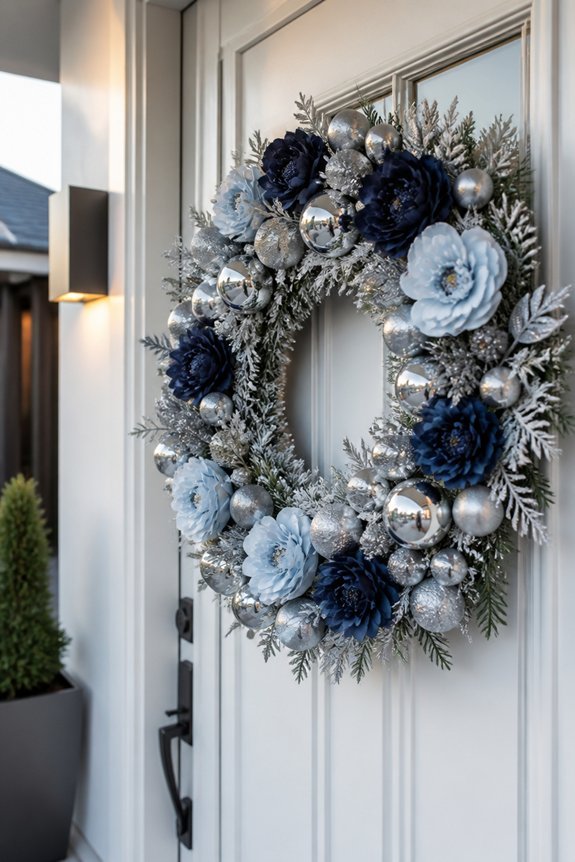 blue silver wreath decoration