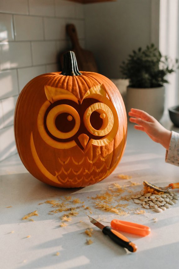bold owl carving design