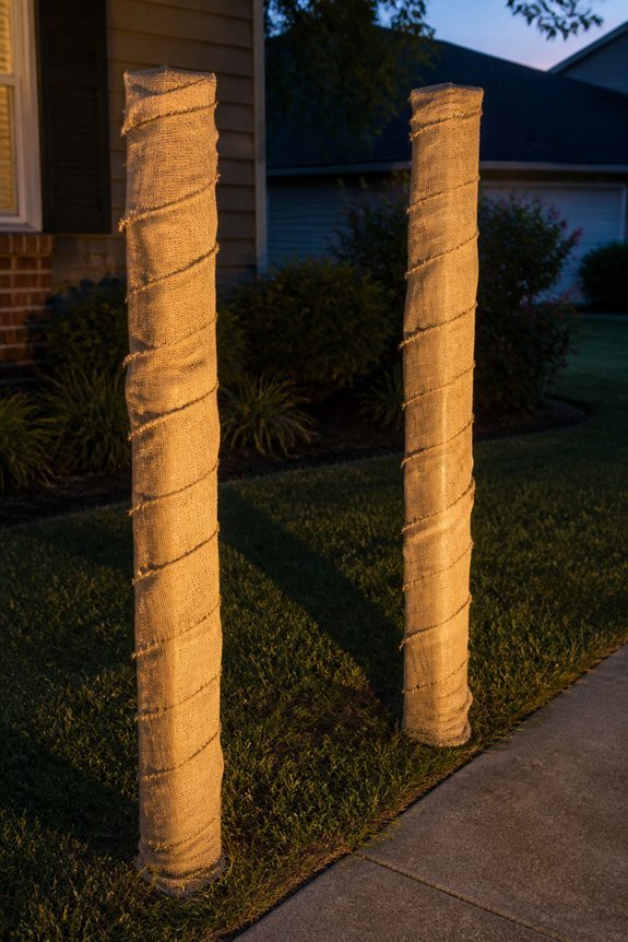 burlap wrapped stationary halloween decorations
