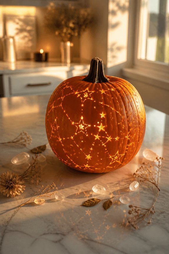 celestial imagery pumpkin decoration