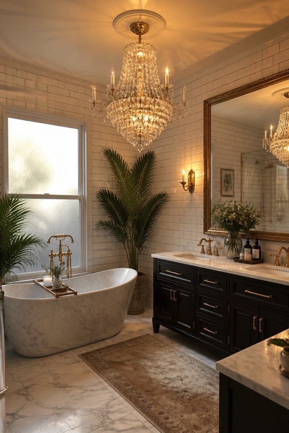 chandeliers elevate bathroom design