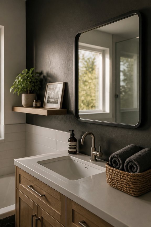 charcoal contrasts enhance bathroom design
