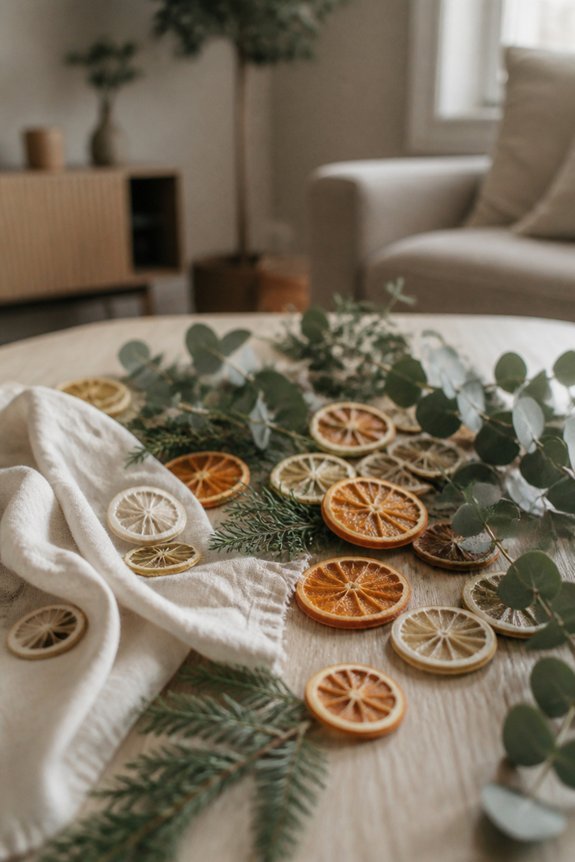 citrus and greenery layering