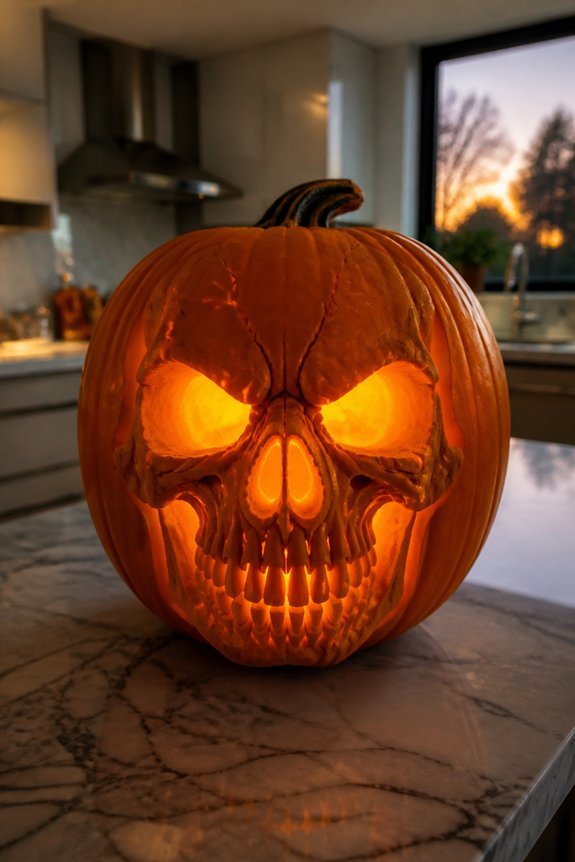 classic skull pumpkin carving