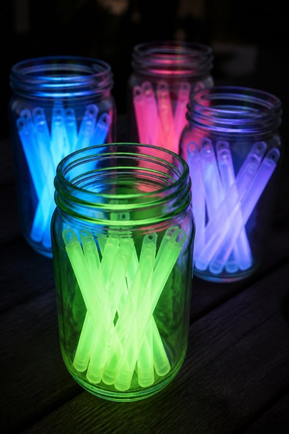 clear jars glow softly