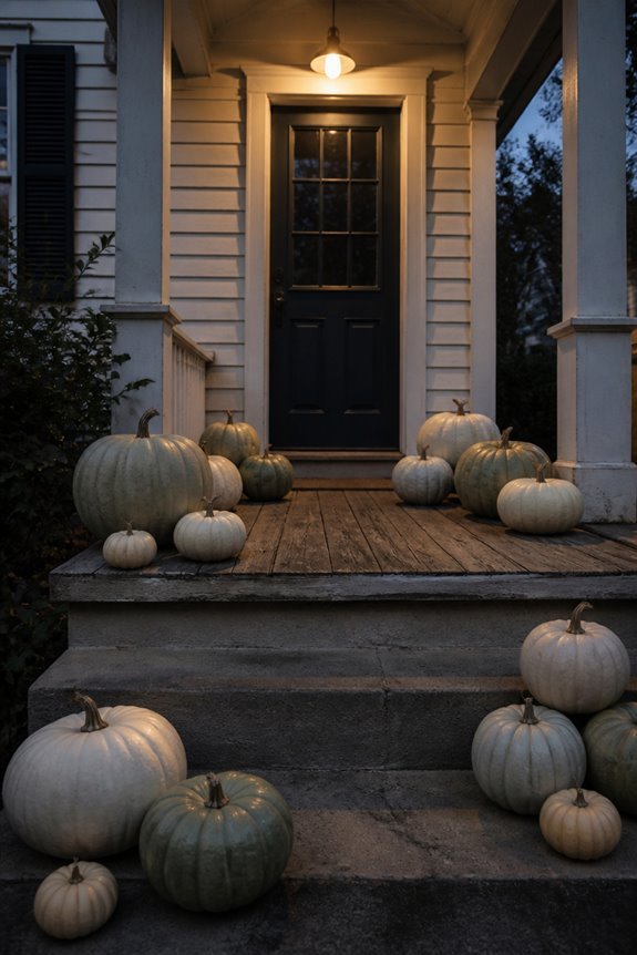clustered single color pumpkins