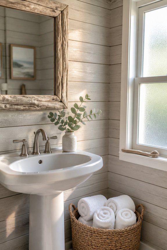 coastal modern bathroom shiplap