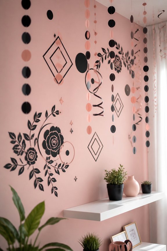 cohesive pink and black decor