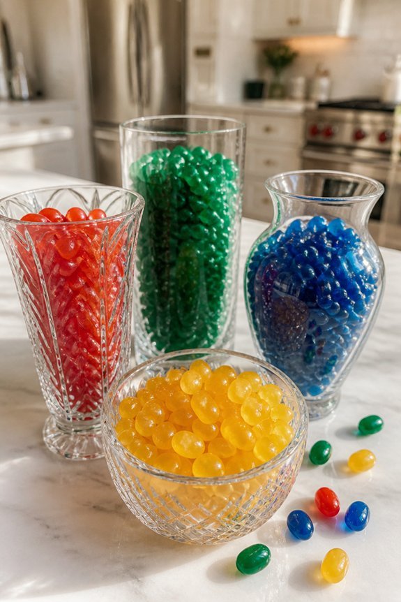 colorful jellybean centerpieces