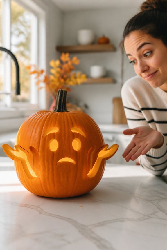 confused shrug pumpkin carving