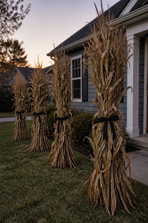 cornstalk bundles black ribbon