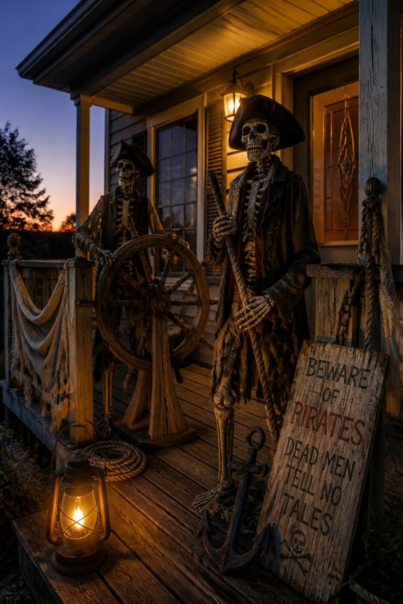 costumed skeleton pirate crew