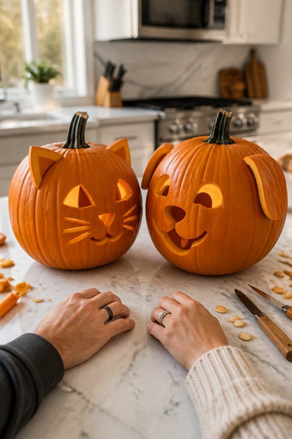 couples pumpkins facing inward
