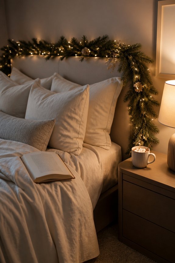 cozy illuminated bedroom garlands