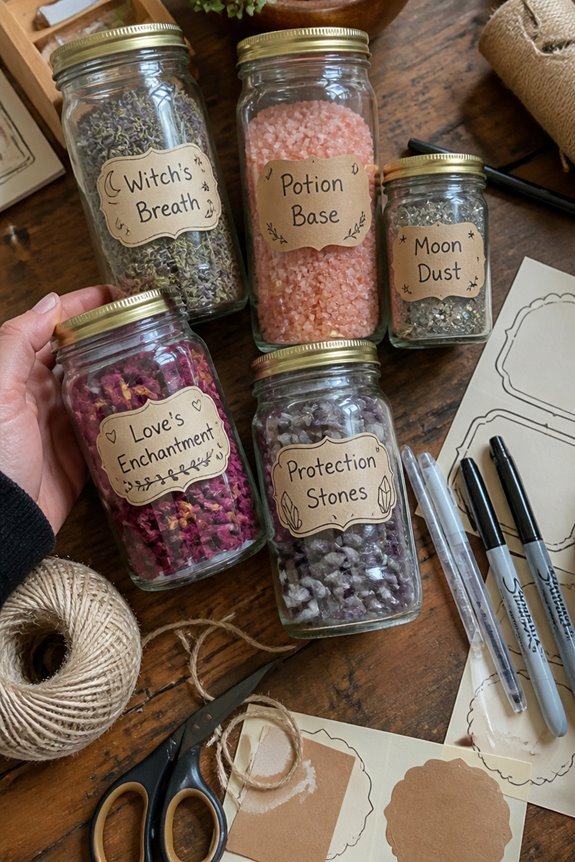 custom labeled spell jars
