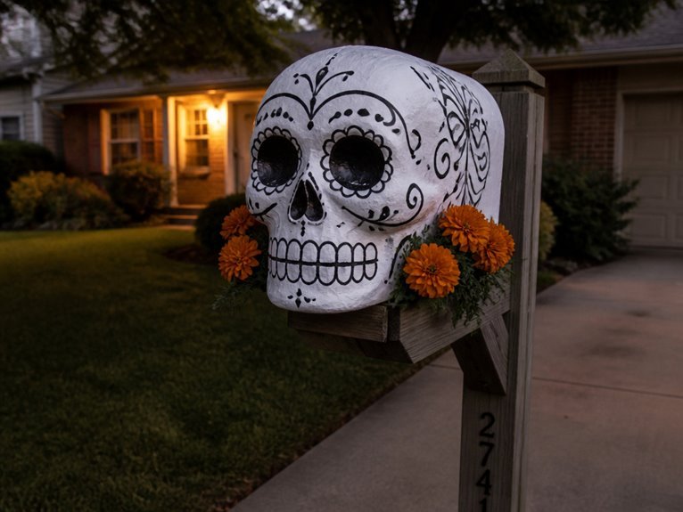 decorative skull mailbox adornments