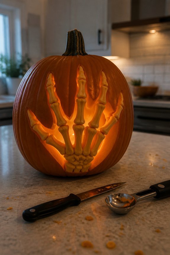 detailed skeleton hand carving