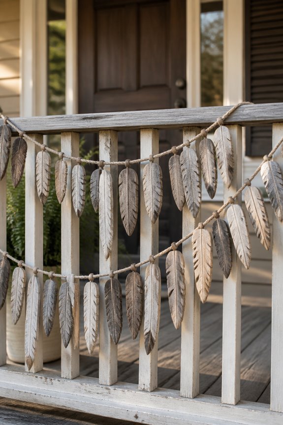 distressed wood feather garland