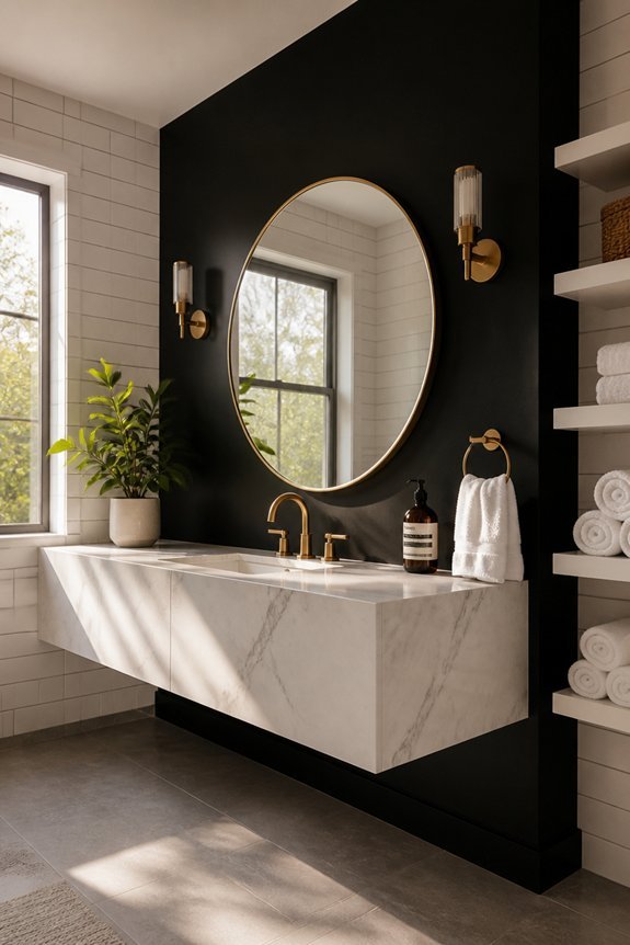 dramatic black bathroom accents