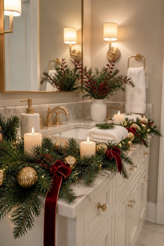 drape garland above sink