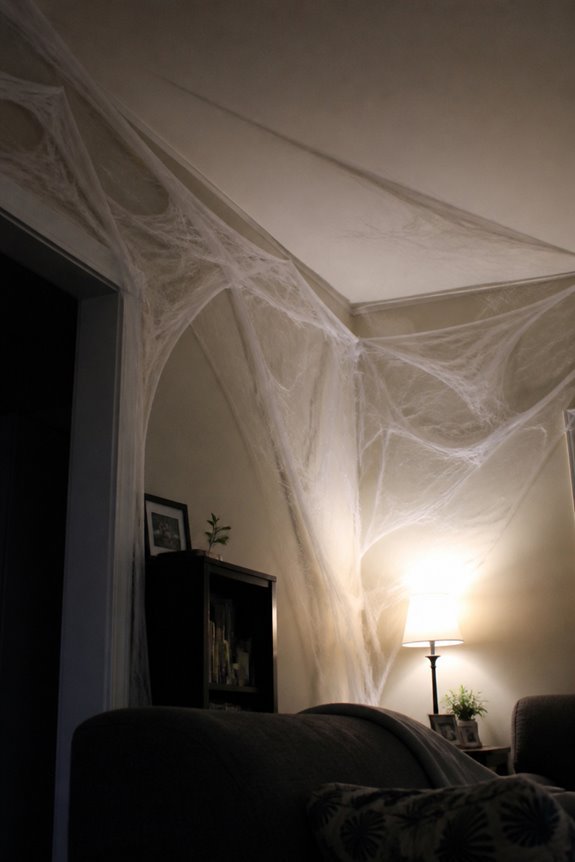 drape synthetic cobwebs strategically