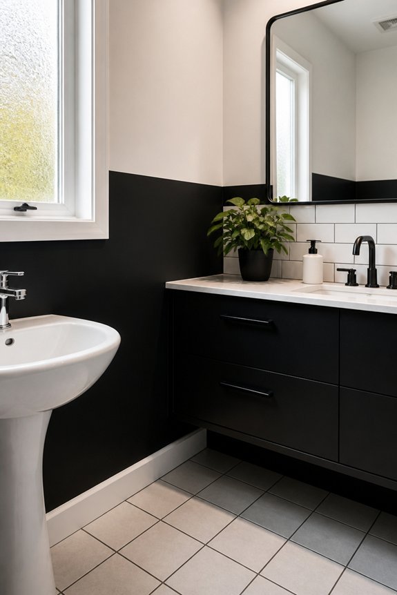 dual tone bathroom wall designs