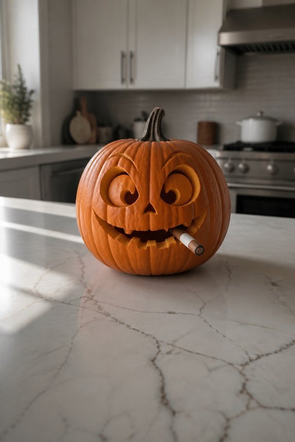 edgy pumpkin smoking design