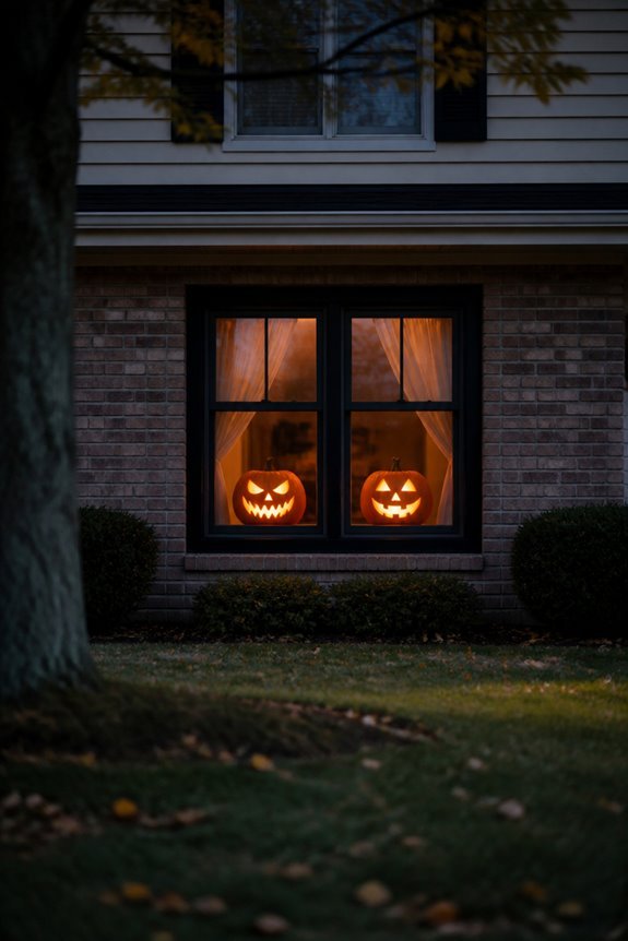 eerie glowing window eyes