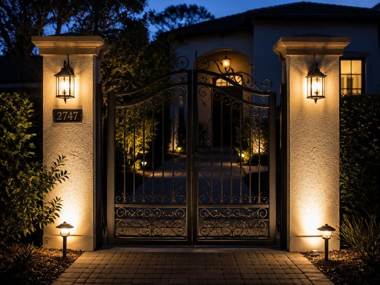 eerie halloween gate lighting