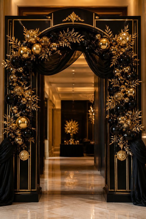 elegant black and gold entrance