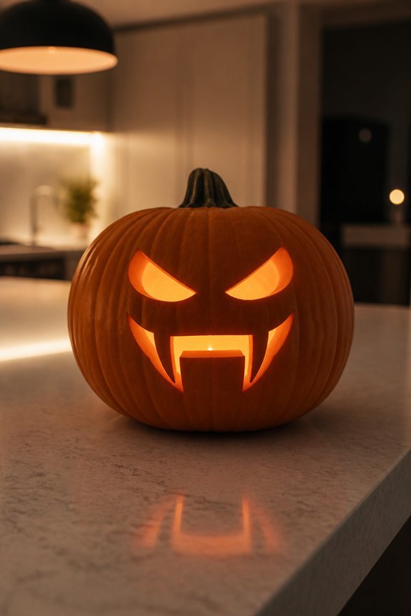 elegant carved pumpkin fangs