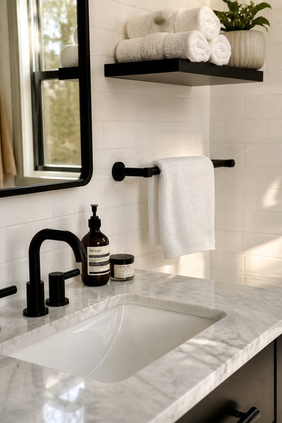 elegant contrast in bathrooms