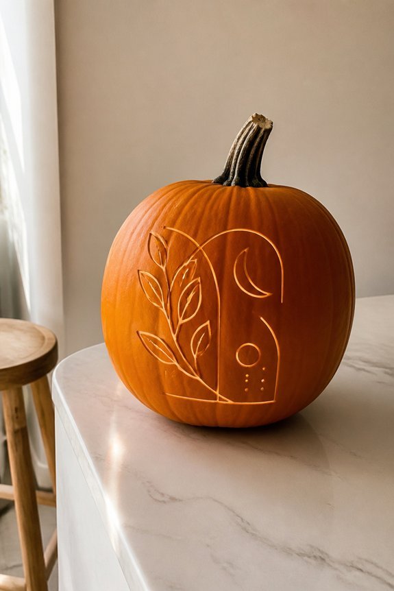 elegant minimalist pumpkin carvings