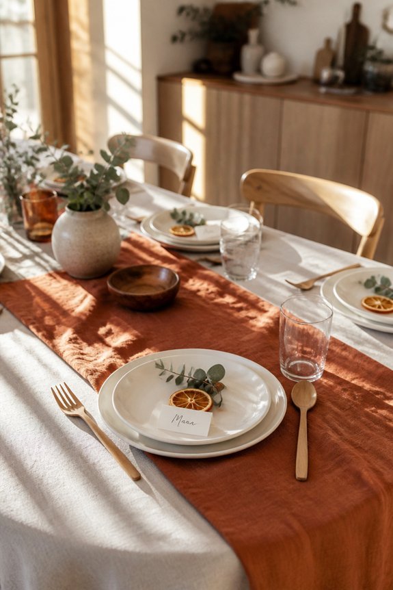 elegant orange table linens