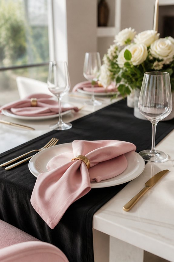 elegant pink and black linens