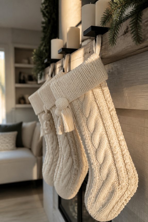 elegant white christmas stockings