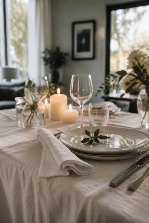 elegant white dining textiles