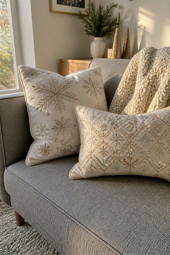 embroidered and beaded pillows