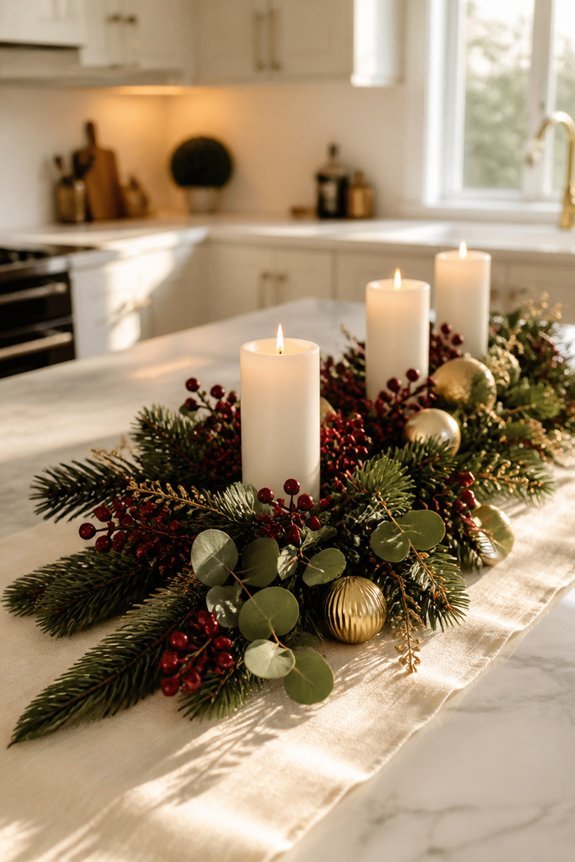 evergreen and berry arrangement