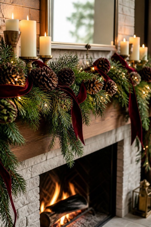 evergreen garland mantel display