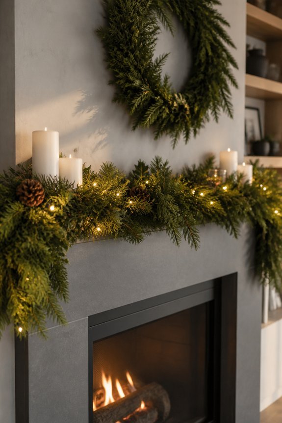 evergreen mantel string lights