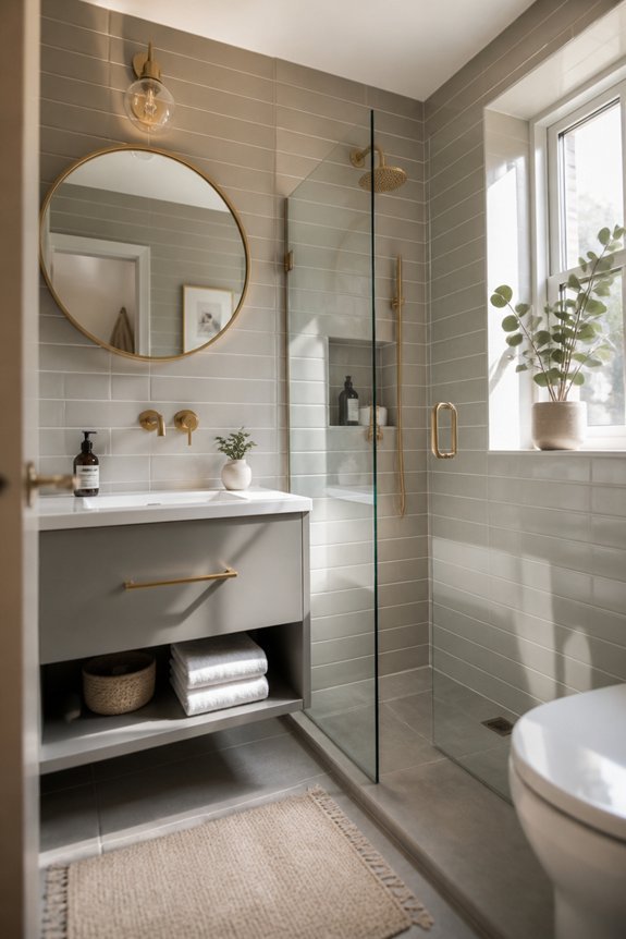 expansive grey bathroom design