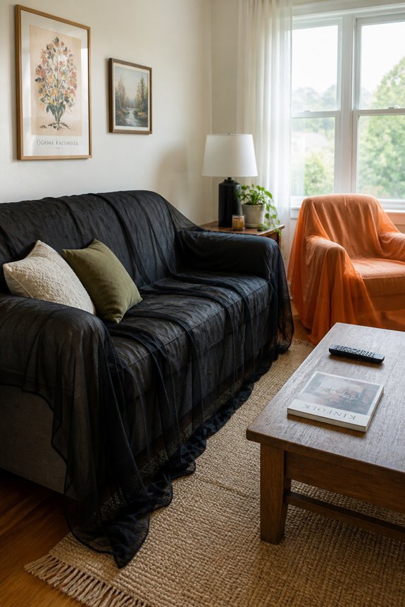 fabric draped indoor furniture