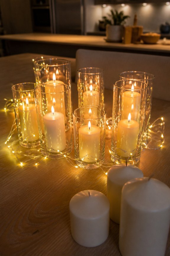 fairy lights and candles