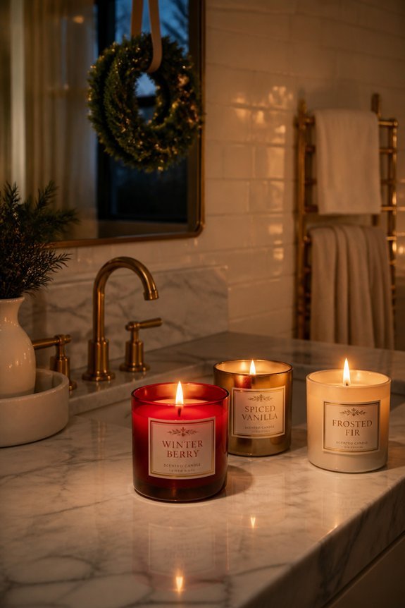 festive bathroom candle decor