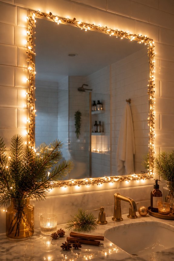 festive bathroom mirror lighting