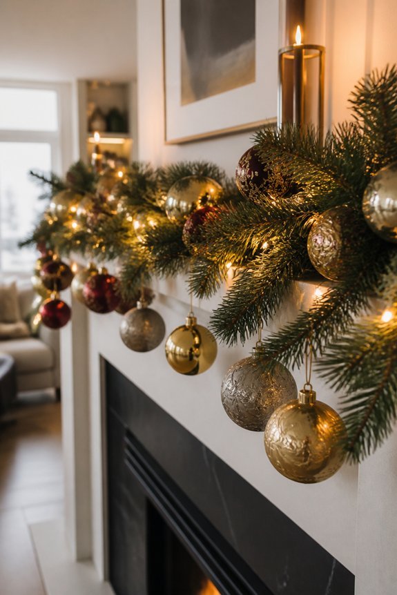 festive garland mantel display