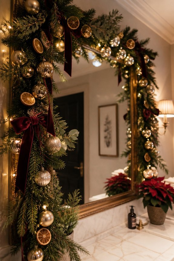 festive garlands enhance mirrors