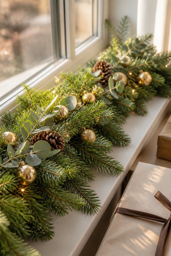 festive greenery window garlands